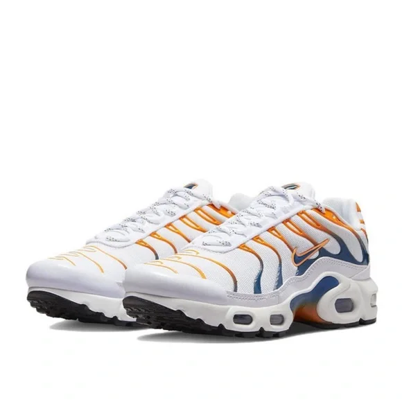 NIKE AIR MAX PLUS (GS) WHITE-BLUE-KUMQUAT-BLACK  [DV7083-100]  New with box - Picture 3 of 9